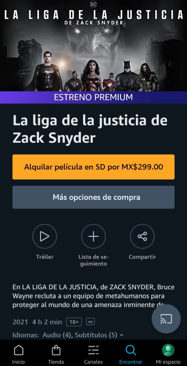 ¿Cuánto va a costar ver La Liga de la Justicia de Zack Snyder?