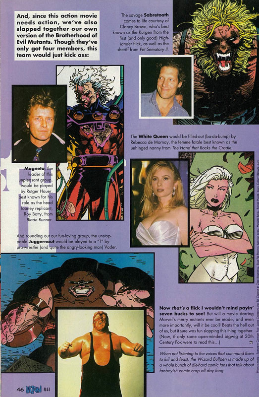 Este era el casting ideal de los X-Men en los 90 según la revista Wizard