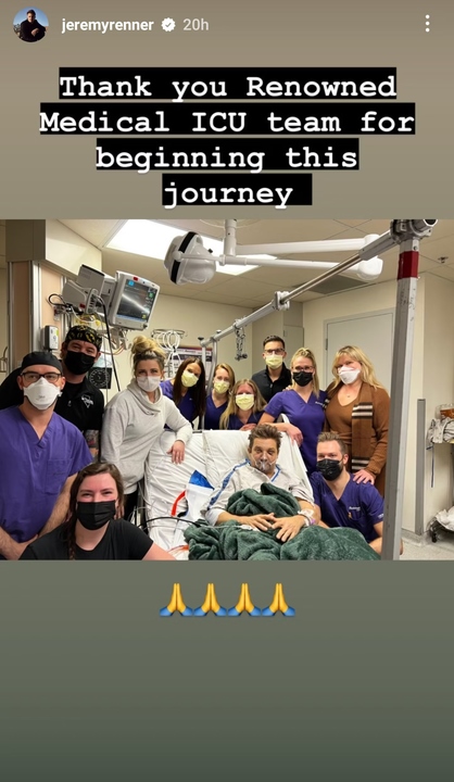 Jeremy Renner agradece en redes al personal del hospital en su cumpleaños